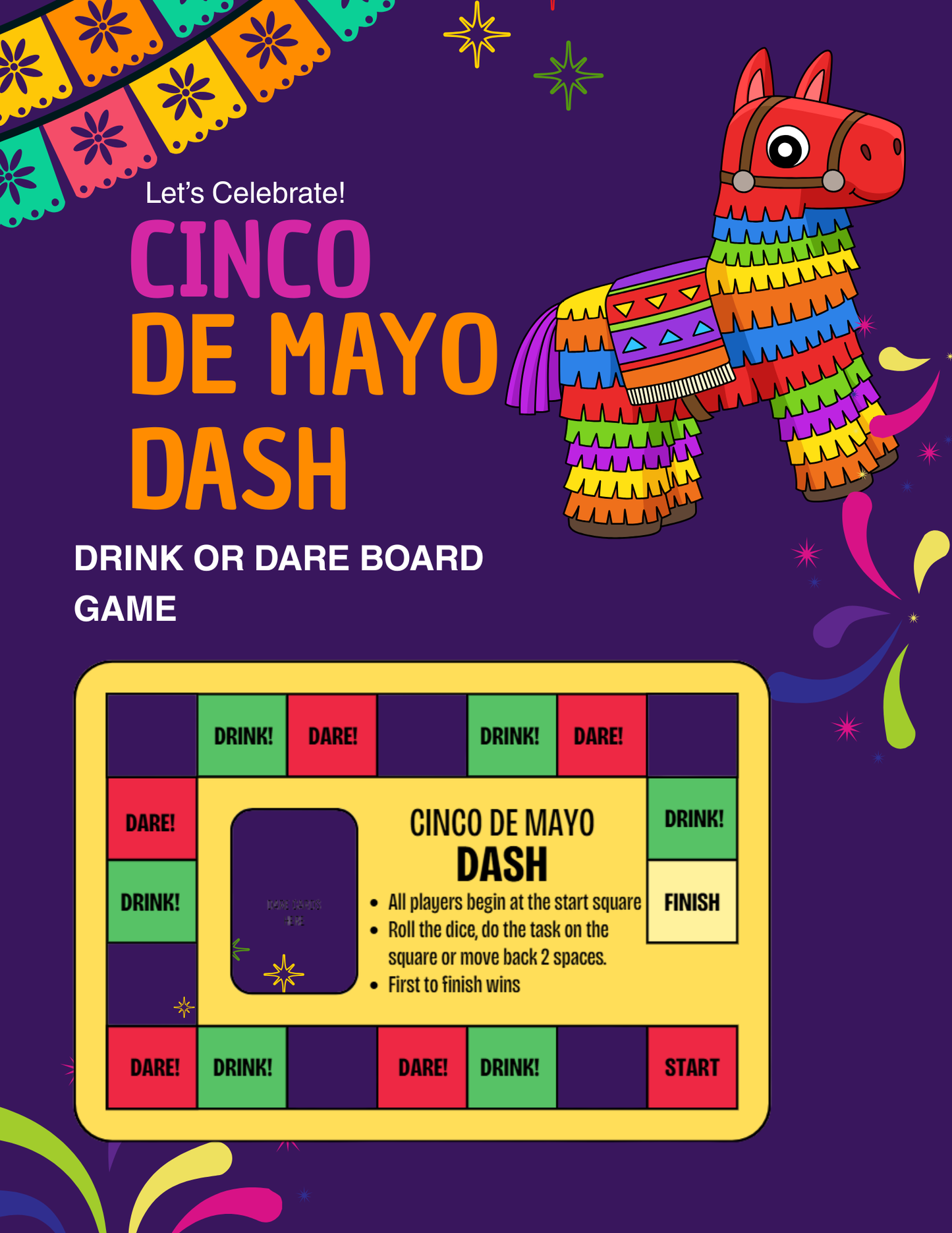 Cinco De Mayo Dash Game Night Instant Download